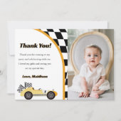 レーシングカーモデル 黄色の誕生日パーティー お礼のカード 招待状 (正面)