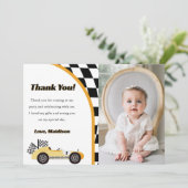 レーシングカーモデル 黄色の誕生日パーティー お礼のカード 招待状 (スタンド正面)