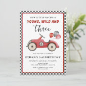 レーシングカーヤングワイルド＆スリーボーイズの誕生日 招待状 (スタンド正面)
