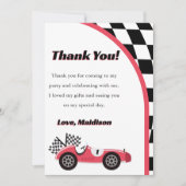 レーシングカーレッドの誕生日パーティー感謝カード 招待状 (正面)