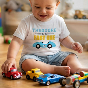 レーシングカーレーサー 1歳の誕生日パーティー ベビーTシャツ