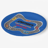 レーシングカーレーストラック男の赤ちゃん献身 ペーパープレート (アングル)