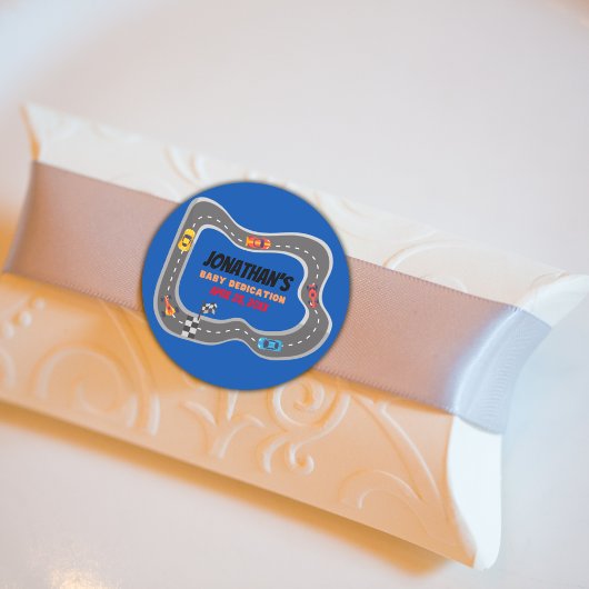 レーシングカーレーストラック男の赤ちゃん献身 ラウンドシール