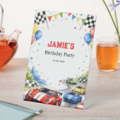 レーシングカーレース誕生日パーティースポーツ少年 台座サイン (インサイチュ)