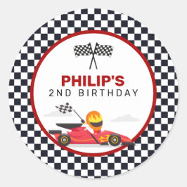 レーシングカーレース ツー ファスト ボーイ 誕生日パーティー ラウンドシール
