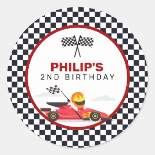 レーシングカーレース ツー ファスト ボーイ 誕生日パーティー ラウンドシール