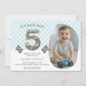 レーシングカーレース 5歳の誕生日パーティー 招待状 (正面)