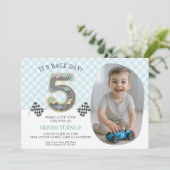 レーシングカーレース 5歳の誕生日パーティー 招待状 (スタンド正面)