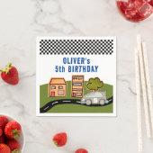 レーシングカーロードハウス名前をカスタムする誕生日 スタンダードカクテルナプキン (インサイチュ)