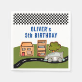 レーシングカーロードハウス名前をカスタムする誕生日 スタンダードカクテルナプキン (正面)