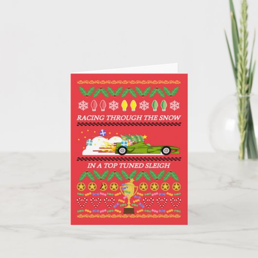 レーシングカー付きクリスマスカード シーズンカード (正面)