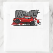 レーシングカー全速VROOM! 長方形シール (バッグ)
