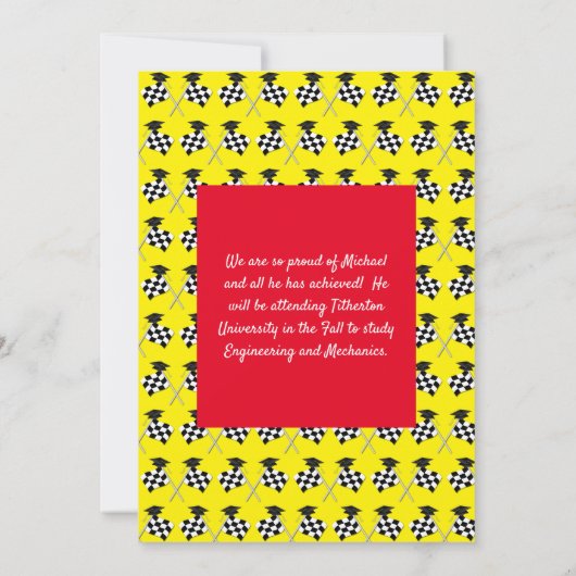 レーシングカー卒業パーティー 招待状 (裏面)