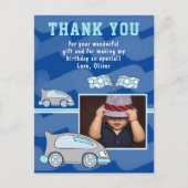 レーシングカー国旗の写真誕生日ありがとう ポストカード (正面)