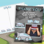 レーシングカー国旗Chalkboardフォト誕生日 ポストカード