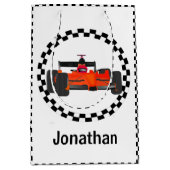 レーシングカー市松模様にパターン抱き枕 ミディアムペーパーバッグ (正面)
