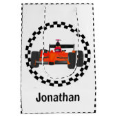 レーシングカー市松模様にパターン抱き枕 ミディアムペーパーバッグ (裏面)