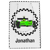 レーシングカー市松模様にパターン抱き枕 ミディアムペーパーバッグ (正面)