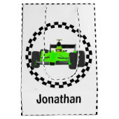 レーシングカー市松模様にパターン抱き枕 ミディアムペーパーバッグ (裏面)