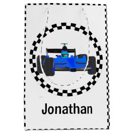 レーシングカー市松模様にパターン抱き枕 ミディアムペーパーバッグ