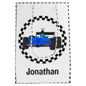 レーシングカー市松模様にパターン抱き枕 ミディアムペーパーバッグ (裏面)