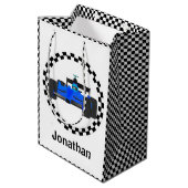 レーシングカー市松模様にパターン抱き枕 ミディアムペーパーバッグ (裏面アングル)