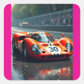 レーシングカー番号69美しい色 スクエアシール
