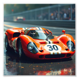 レーシングカー番号69美しい色 フォトプリント