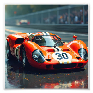 レーシングカー番号69美しい色 フォトプリント