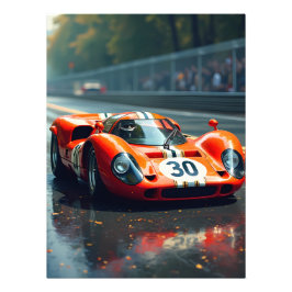 レーシングカー番号69美しい色 フォトプリント