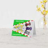 レーシングカー誕生日カード カード (黄色い花)