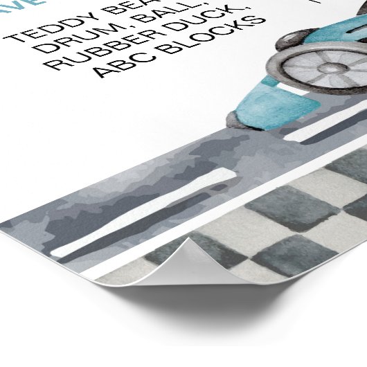 レーシングカー誕生日パーティーマイルストーンポスター ポスター (角)