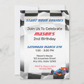 レーシングカー誕生日パーティー 招待状 (正面)