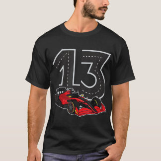 レーシングカー誕生日ボーイレーストラック13年 Tシャツ