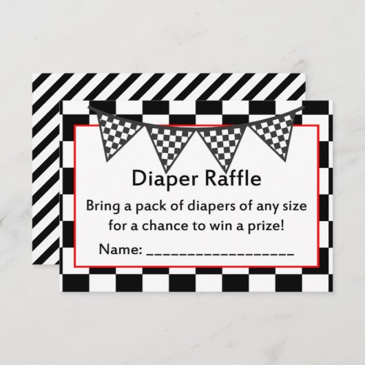 レーシングカー赤ちゃんシャワーゲーム印刷エンクロージャカード エンクロージャーカード (正面/裏面)