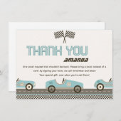 レーシングカー高速ベビーシャワーサンキューカード 招待状 (正面/裏面)