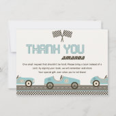 レーシングカー高速ベビーシャワーサンキューカード 招待状 (正面)