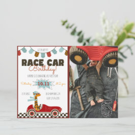 レーシングカー高速誕生日招待状と写真 招待状