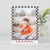 レーシングカー2速い男の子2nd誕生日パーティー 招待状 (スタンド正面)