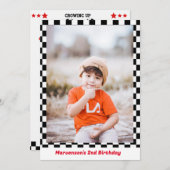 レーシングカー2速い男の子2nd誕生日パーティー 招待状 (正面/裏面)