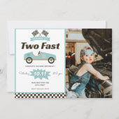 レーシングカー2速誕生日招待状と写真 招待状 (正面)