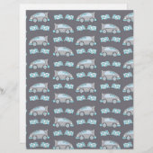 レーシングカー&フラグブルーグレースクラップブック紙 (正面/裏面)