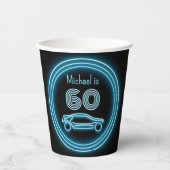 レーシングカー – ブラック&ブルー – 男らしお祝い 紙コップ (正面)