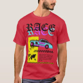 レーシングカー 楽しい 面白い Tシャツ (正面)