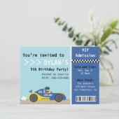 レーシングカー、誕生日パーティー、男子入場券 招待状 (スタンド正面)