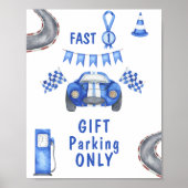 レーシングカー 1歳の誕生日 プレゼント駐車場 ポスター (正面)