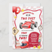 レーシングカー 2歳の誕生日おめでとう 招待状 (正面)