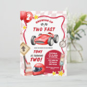 レーシングカー 2歳の誕生日おめでとう 招待状 (スタンド正面)