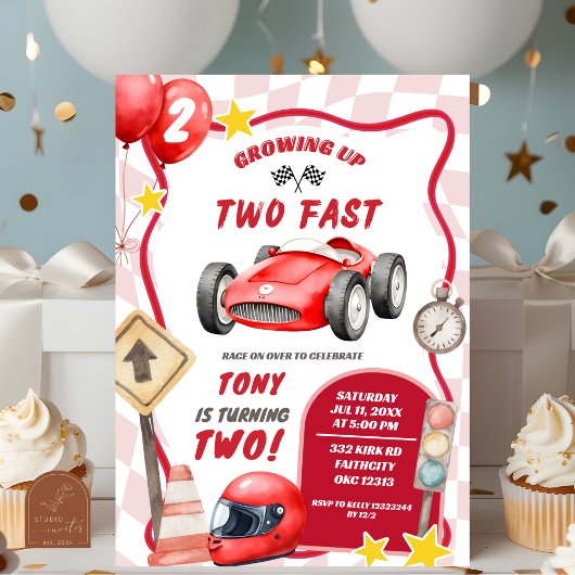 レーシングカー 2歳の誕生日おめでとう 招待状