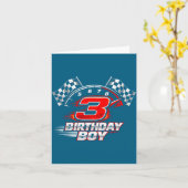 レーシングカー 3 誕生日パーティー レース 3歳の誕生日 カード (黄色い花)